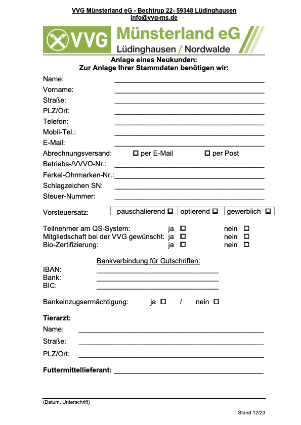 Anlage eines Neukunden 2023